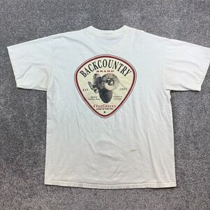 Vintage Backcountry Outfitters Shirt Mens XL‎ White USA Made Mountain Goat Logo
